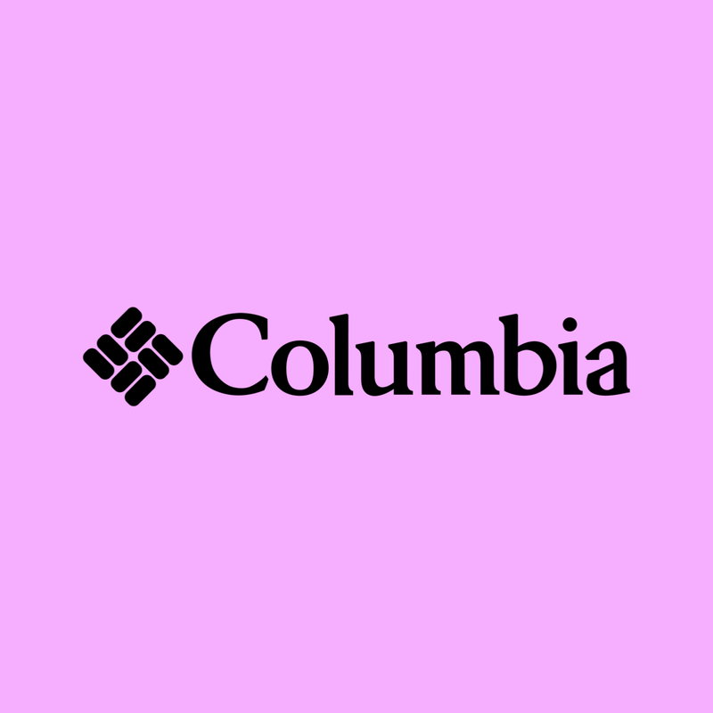Columbia® outdoor apparel and gear brand logo on pink background.