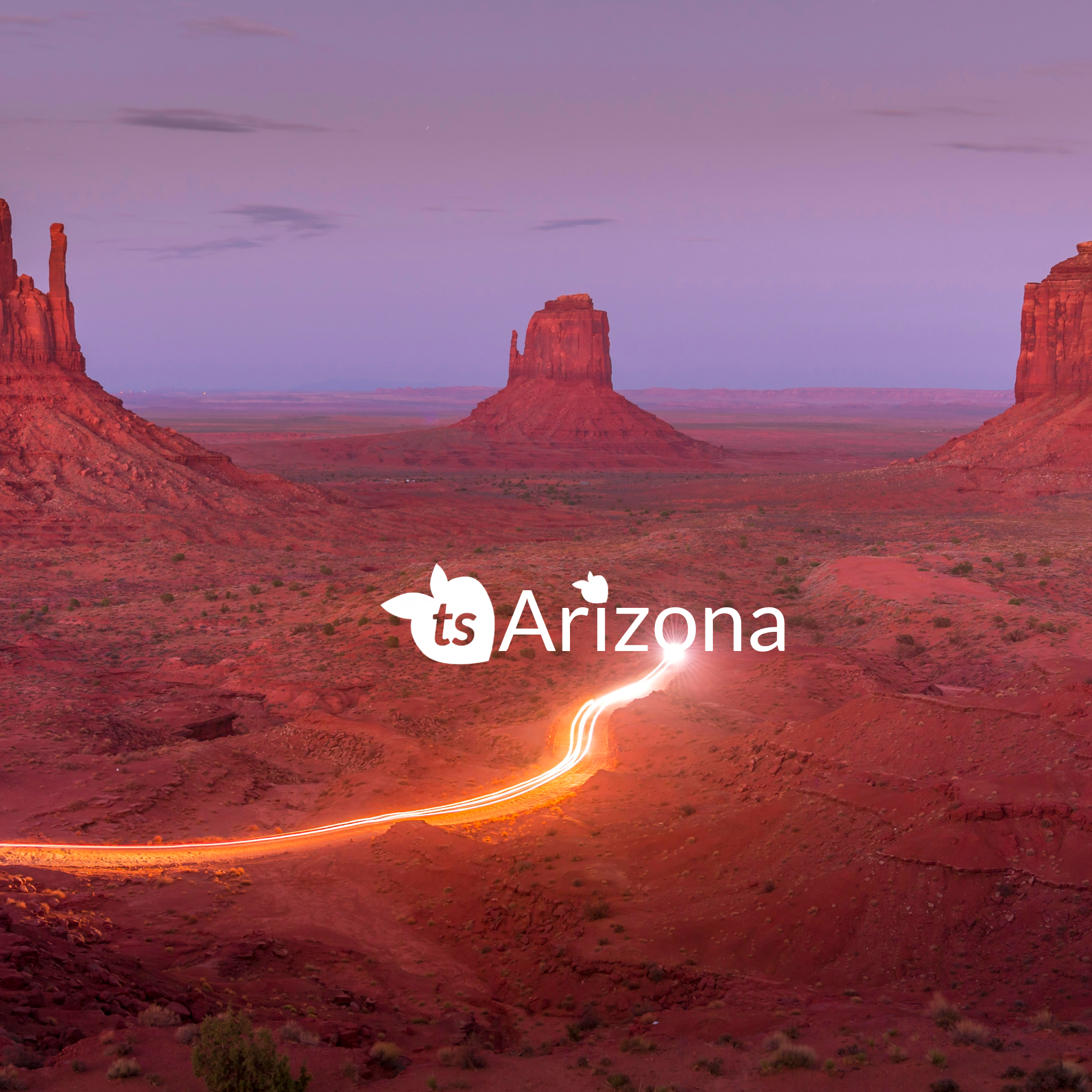 Desert landscape with light trail and 'ts Arizona' logo by tsgabrielle®