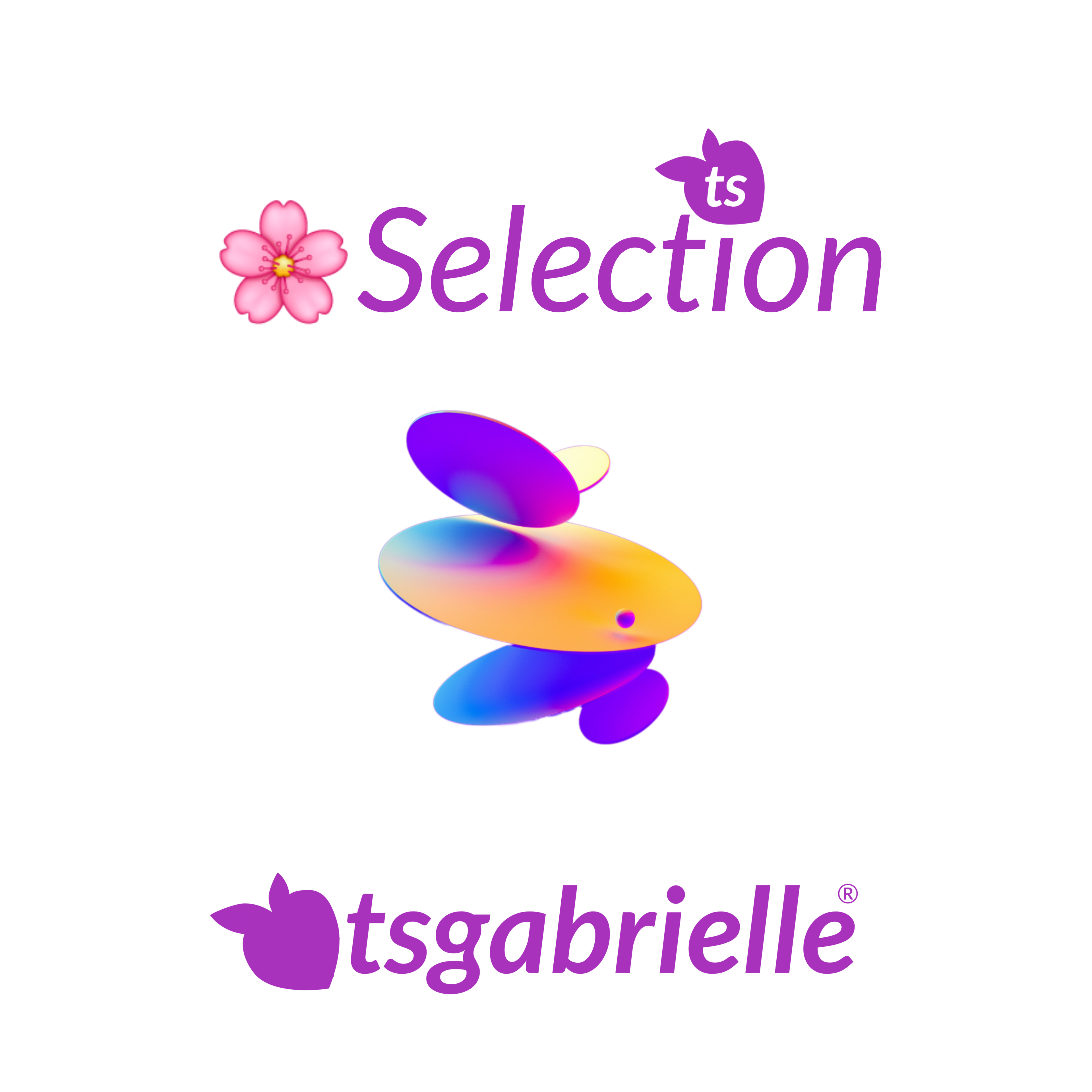 tsgabrielle Selection logo featuring a pink cherry blossom and stylized purple text, ideal for branding in beauty and cosmetics categories.