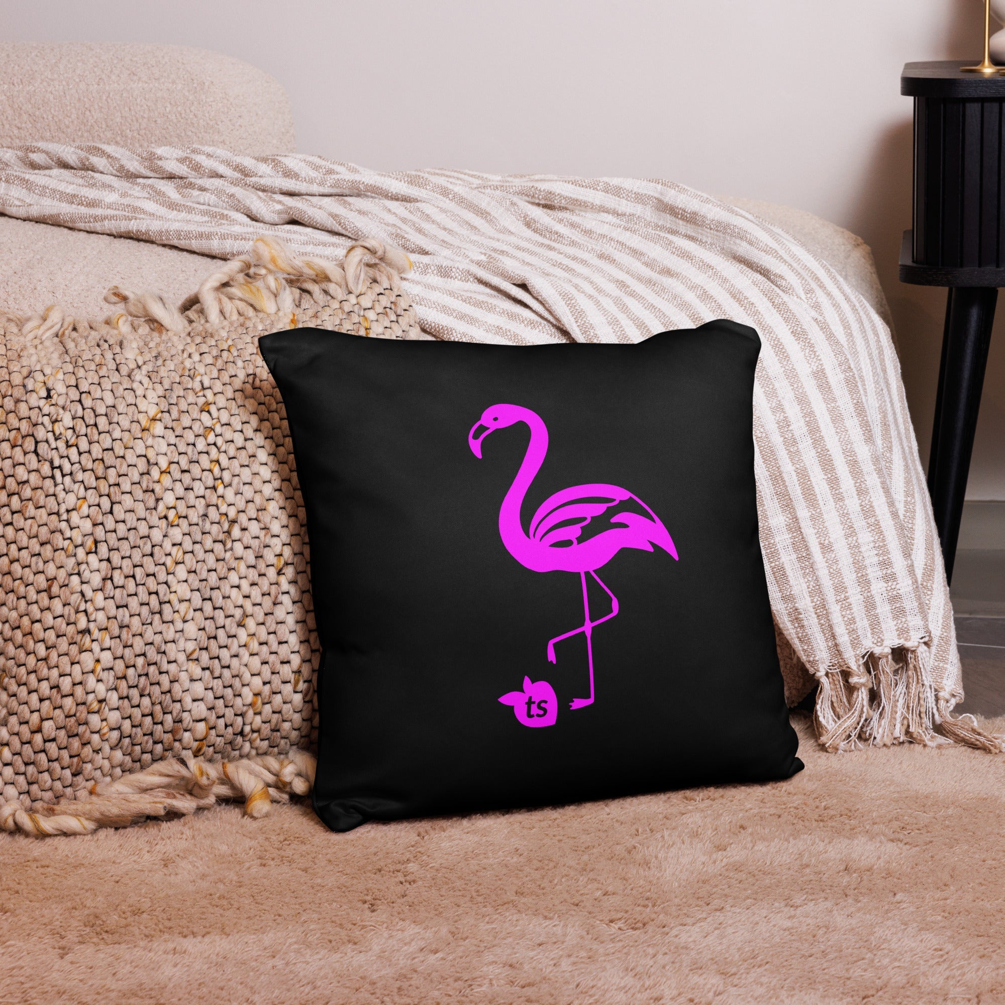 tsgabrielle® • Flamant 🦩 Rose • Pillows • Black • 3 Sizes