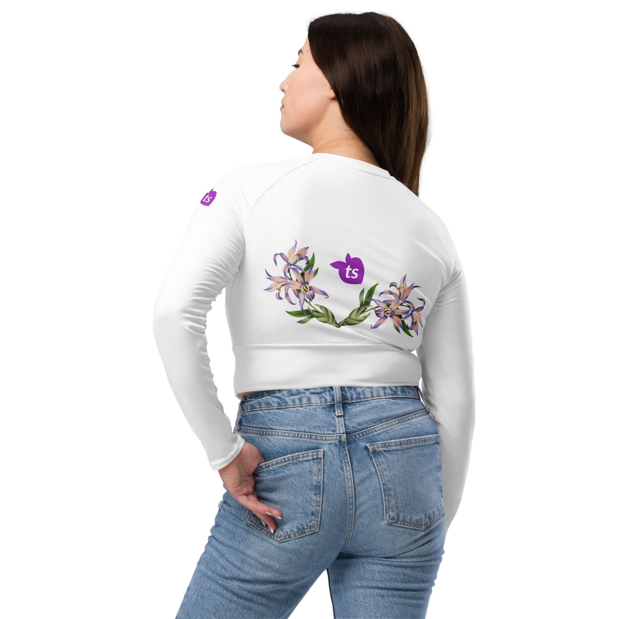 tsgabrielle® • For Her 👗 • TransFLOWer • Long-Sleeve Crop Top • White