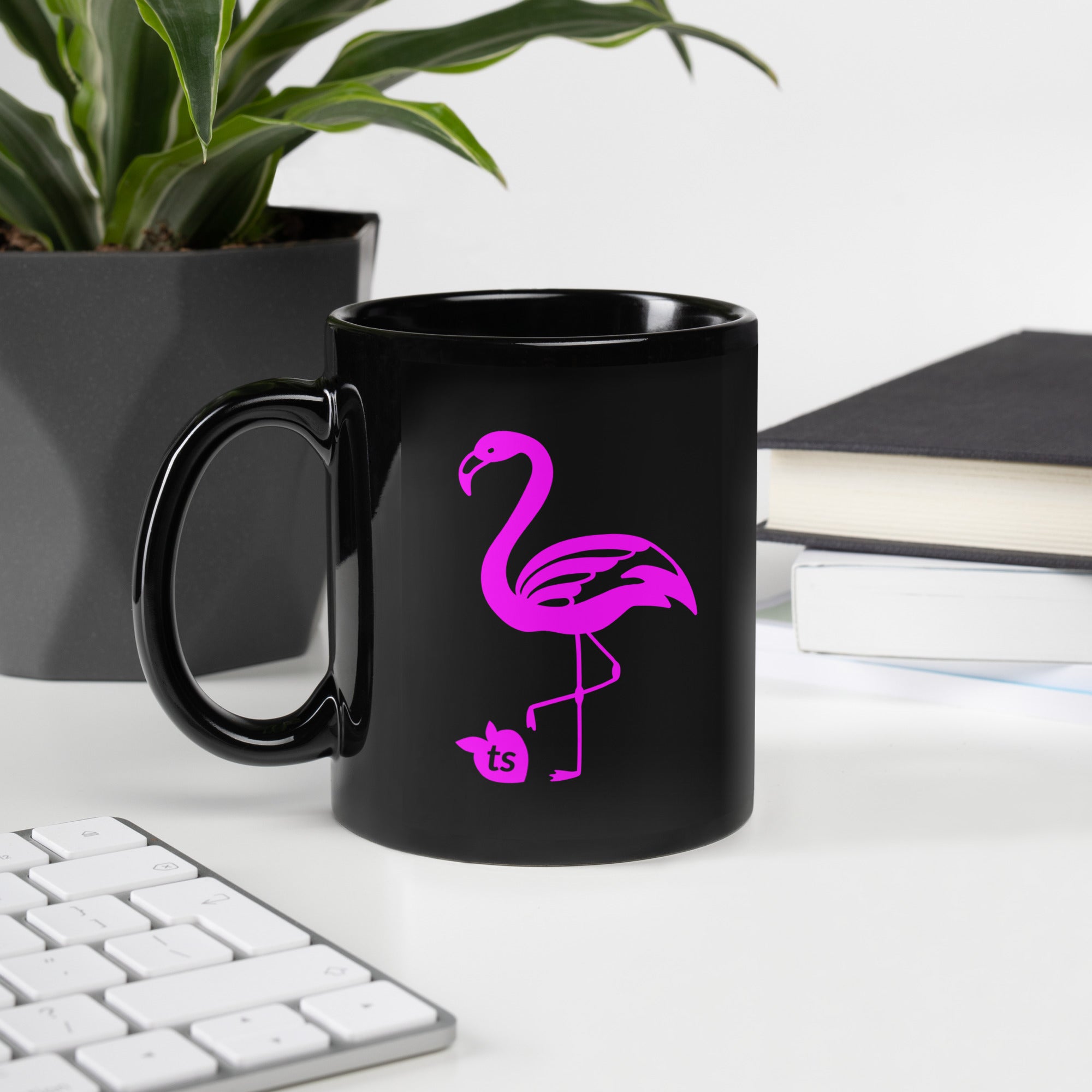 tsgabrielle® • Flamant 🦩 Rose • Glossy Mug • Black • Ceramic • 2 Sizes