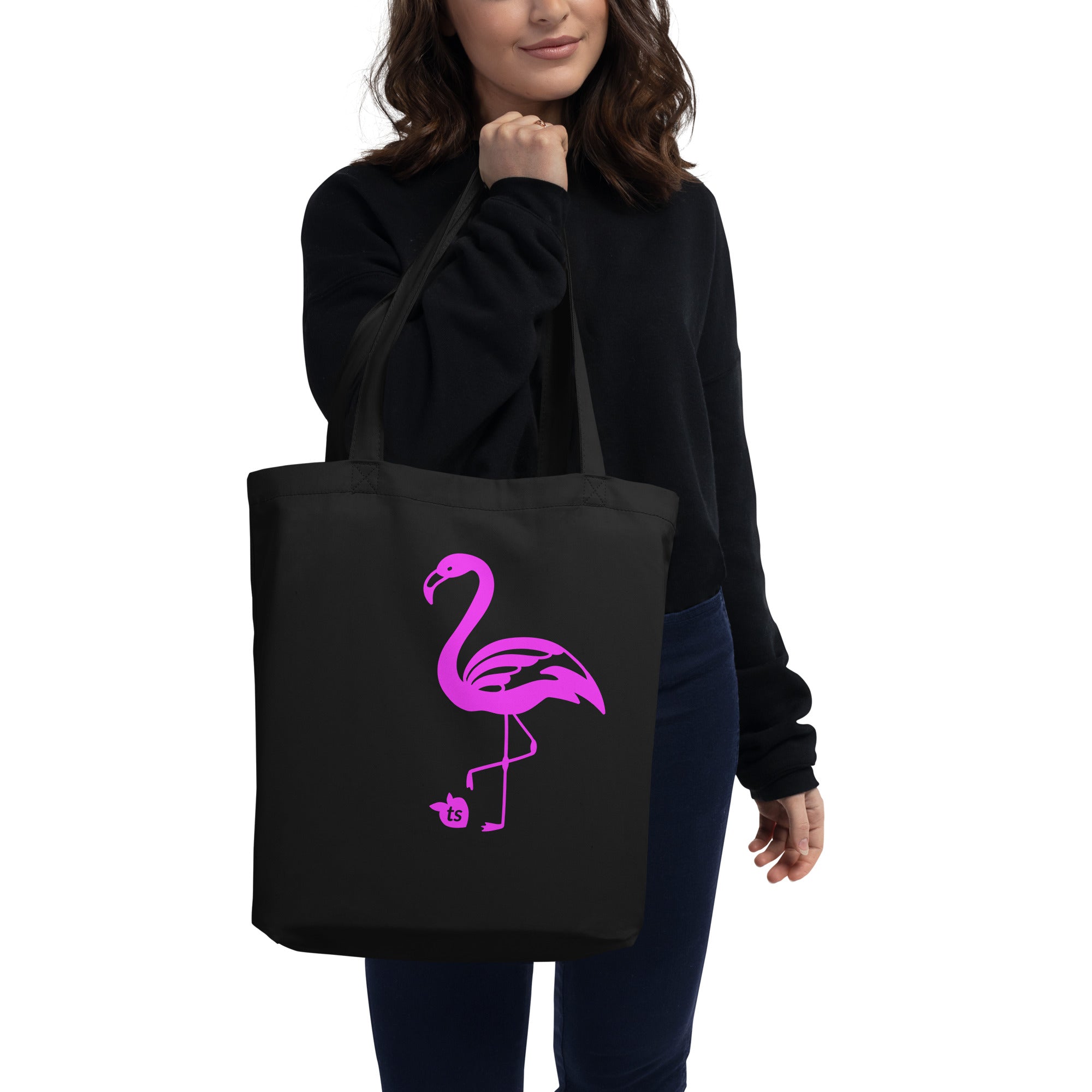 tsgabrielle® • Flamant Rose • Bag • Black • 100% Cotton Organic