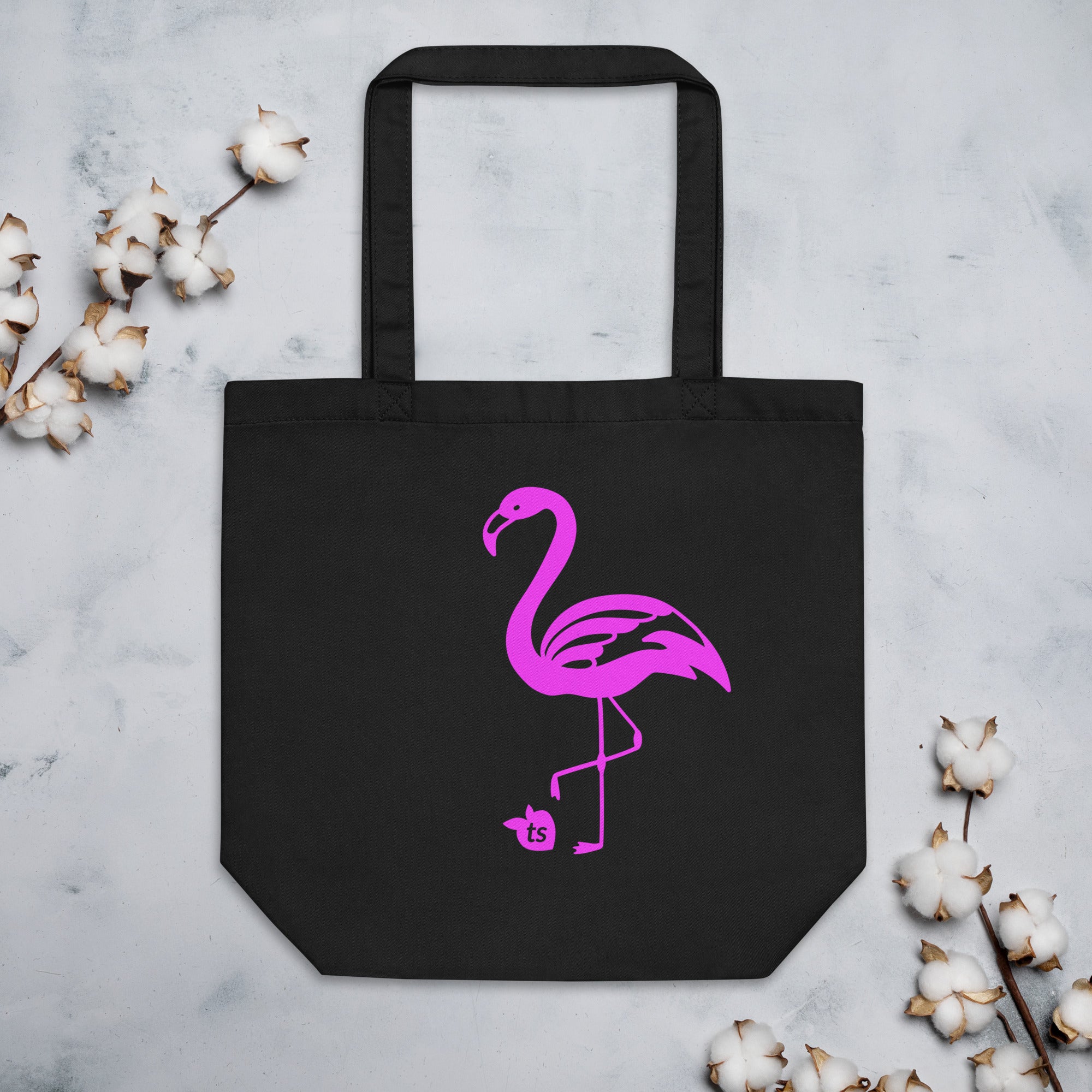 tsgabrielle® • Flamant Rose • Bag • Black • 100% Cotton Organic