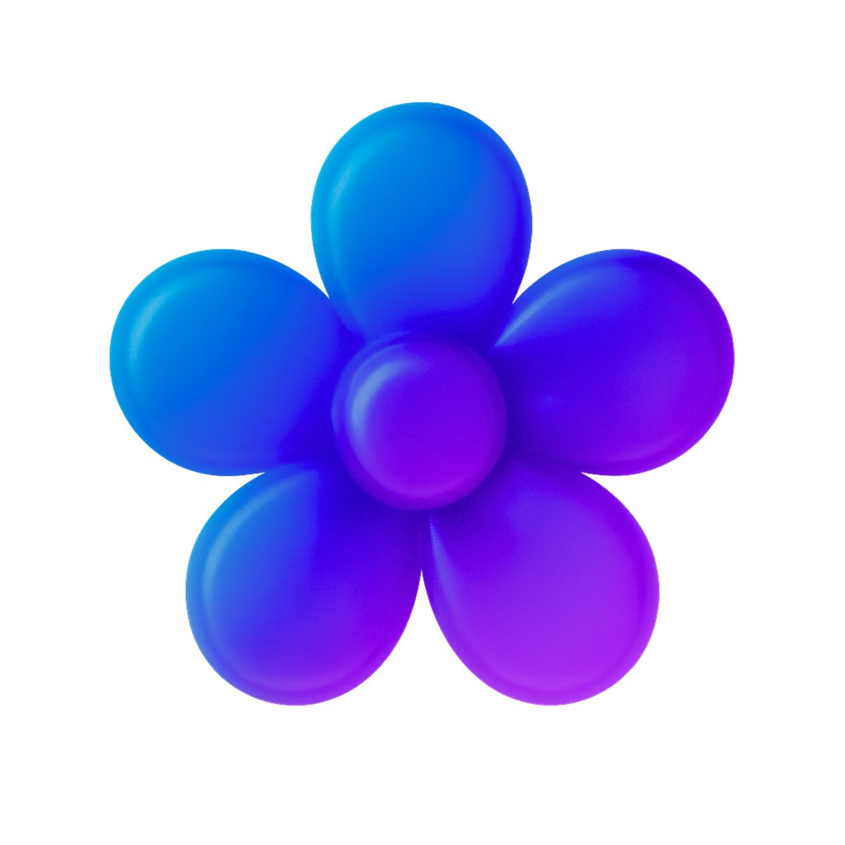 Blue and purple flower-shaped object on a white background
