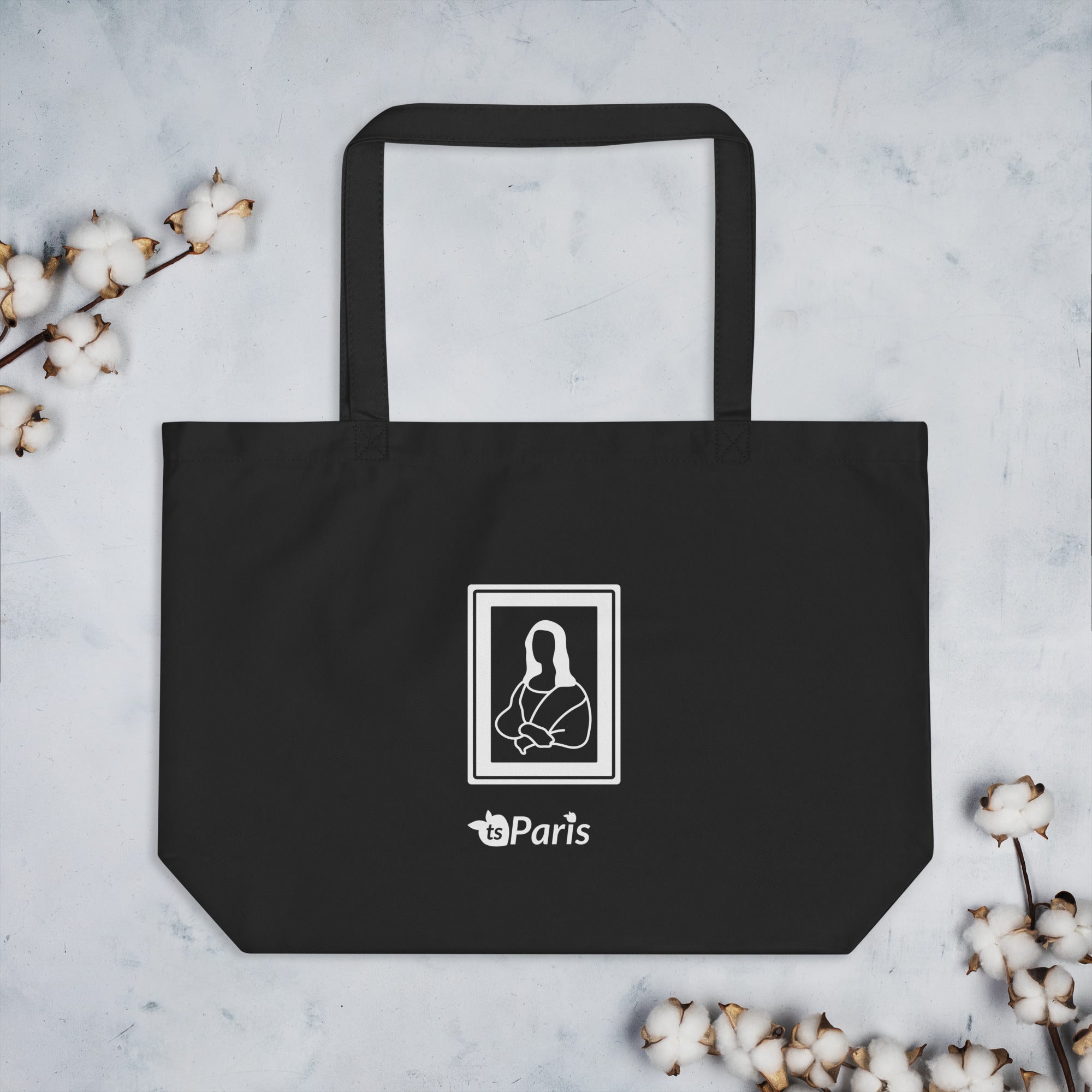 tsgabrielle® • Paris - Da Vinci • Large Tote Bag • Black • Cotton Organic