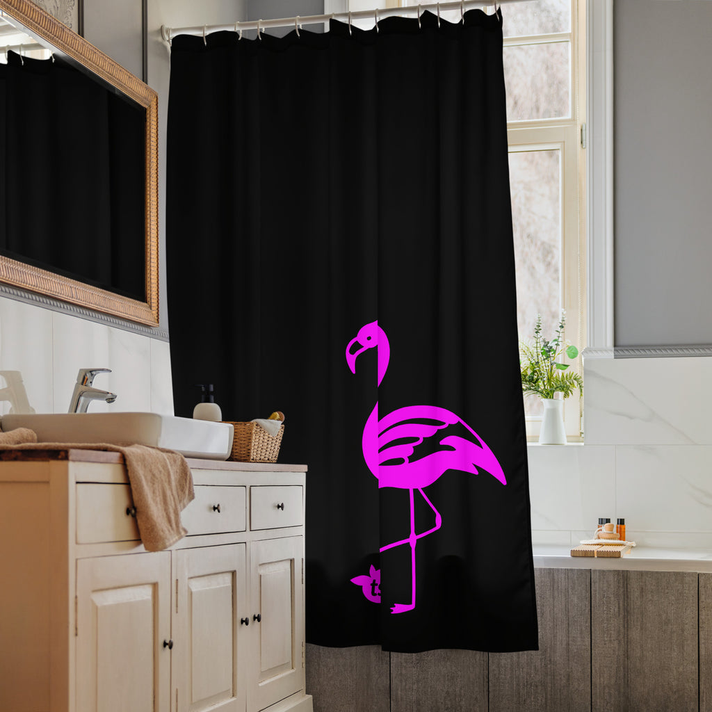 tsgabrielle® • Flamant Rose • Shower Curtain • Black • 180 x 188 cm