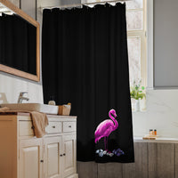 tsgabrielle® • Flamant 🦩 Rose • Shower Curtain • Black • 71″ × 74″