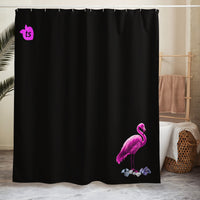 tsgabrielle® • Flamant 🦩 Rose • Shower Curtain • Black • 71″ × 74″