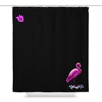 tsgabrielle® • Flamant 🦩 Rose • Shower Curtain • Black • 71″ × 74″