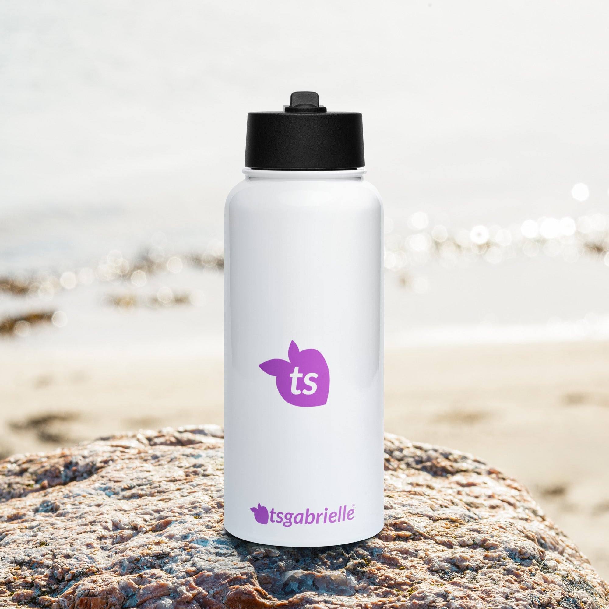 tsgabrielle® • Water Bottle with a Straw Lid • White • Stainless Steel • 32 oz