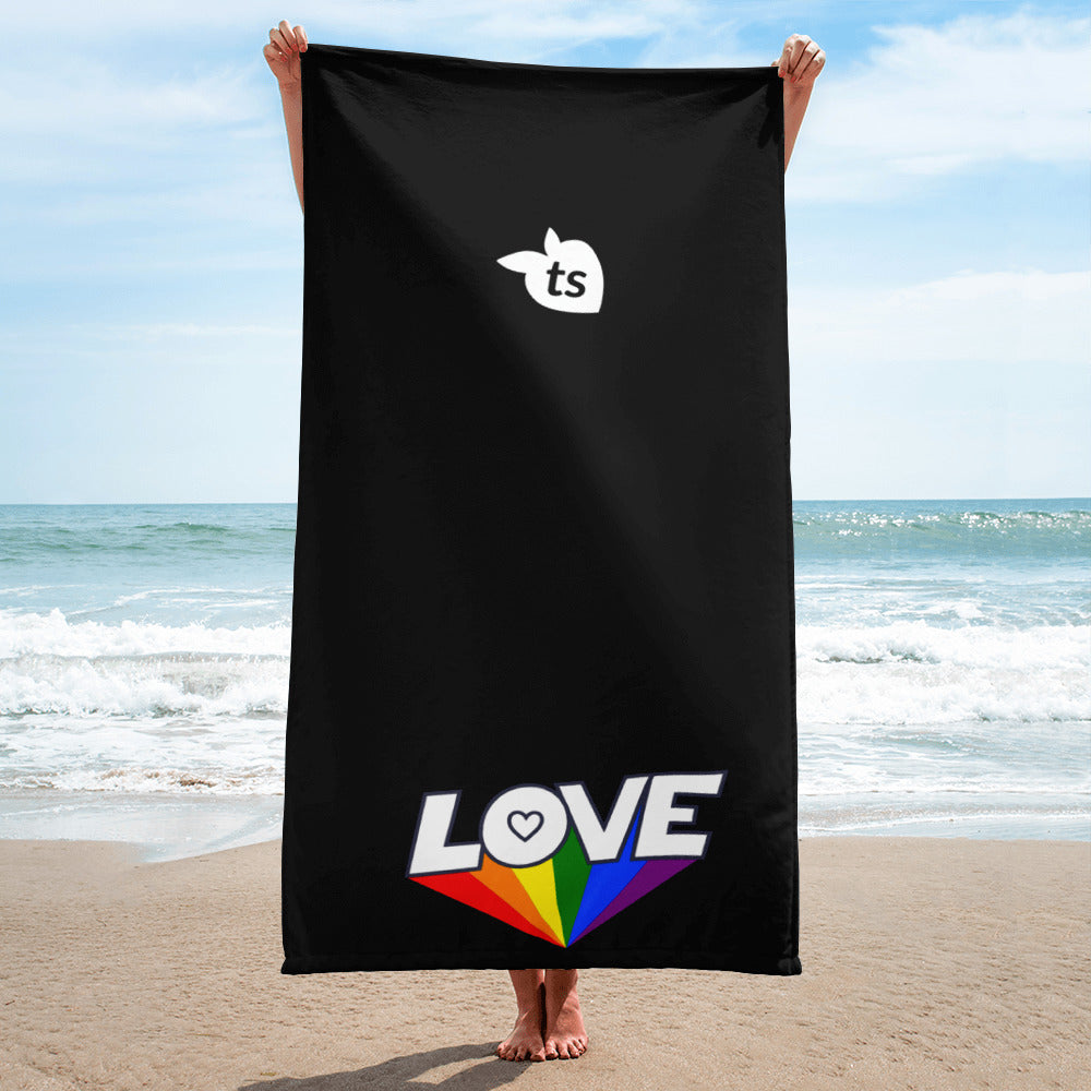 402 - tsgabrielle® • Pride 25 - Kærlighed • Håndklæde • Sort • 76 x 152 cm