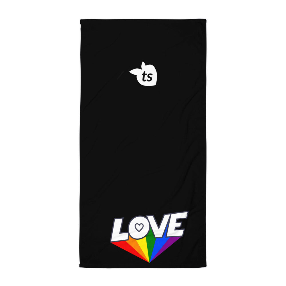 402 - tsgabrielle® • Pride 25 - Kærlighed • Håndklæde • Sort • 76 x 152 cm