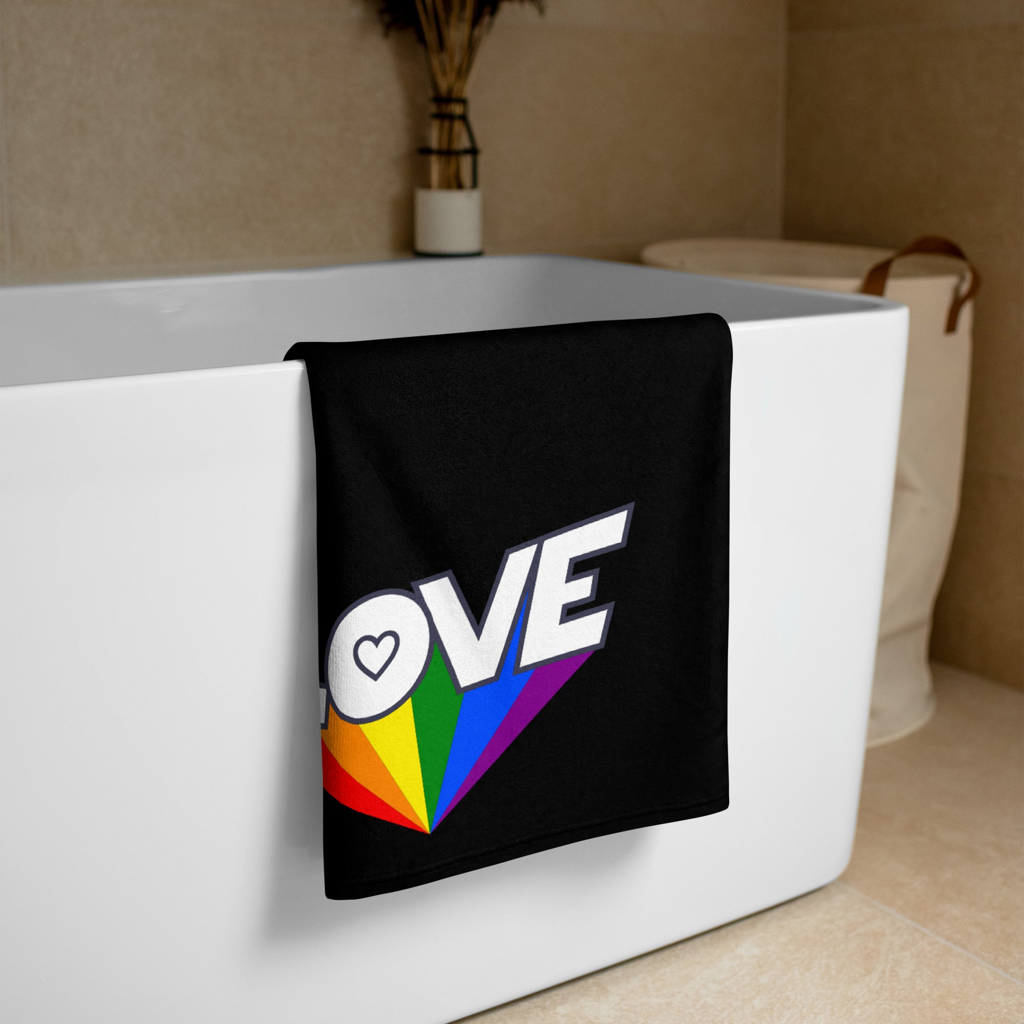 402 - tsgabrielle® • Pride 25 - Kærlighed • Håndklæde • Sort • 76 x 152 cm
