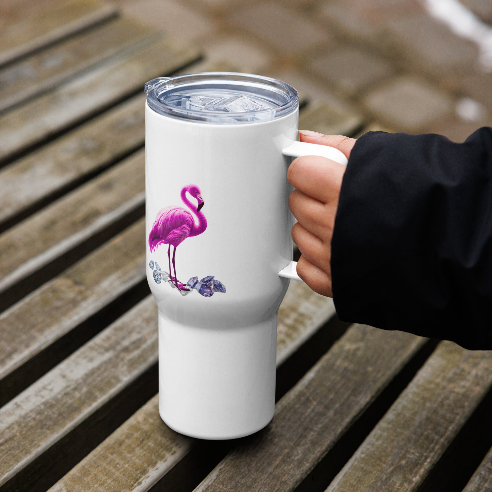 tsgabrielle® • Flamant 🦩 Rose • Travel Mug with a Handle • 2 Sizes •