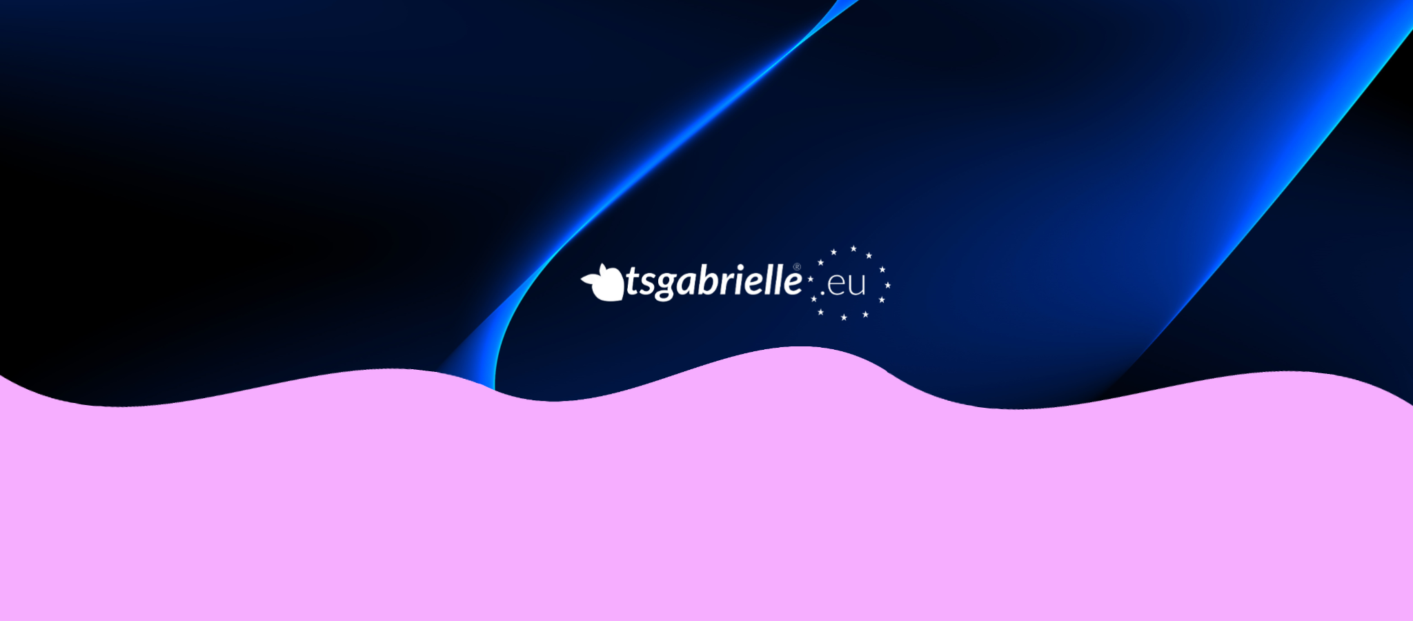 Gradient background with blue and purple colors and a logo in the center.