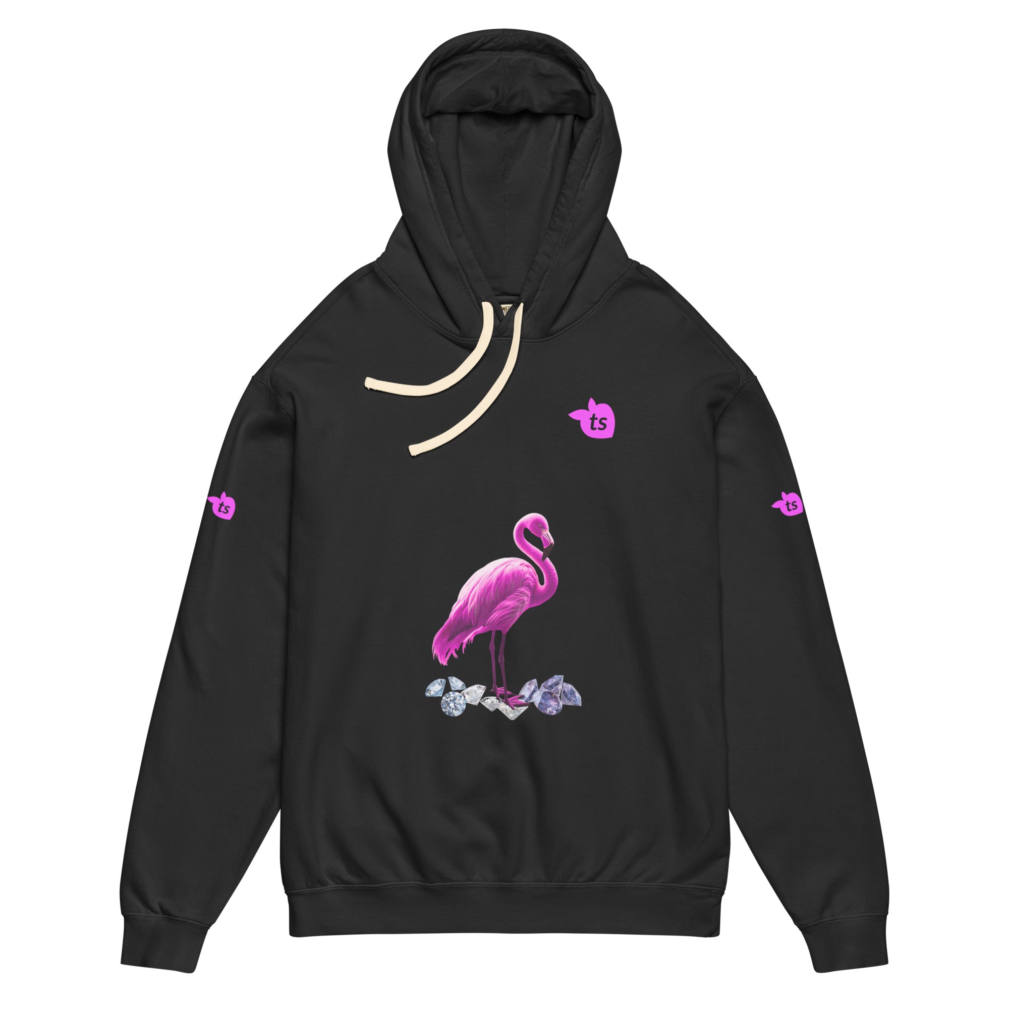 tsgabrielle® • For Her • Flamant 🦩 Rose • Garment-Dyed Lightweight Hoodie • Black •